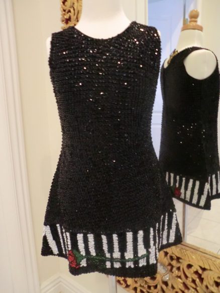 BSD 326 Black Sleeveless Piano Keys Dress