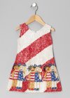 BSD570 Red & White Bestfriend Sleeveless Dress