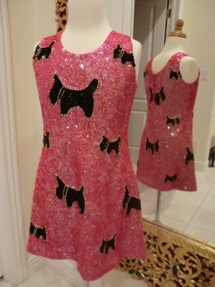 BSD567 HAND BEADED DRESS WITH SCOTTIE PUPPIES