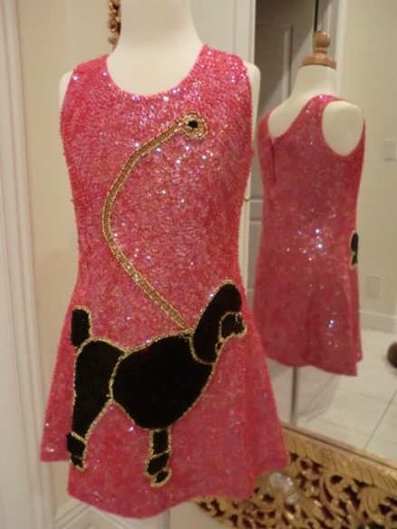 BSD 580 HAND BEADED DRESS WITH POODLE