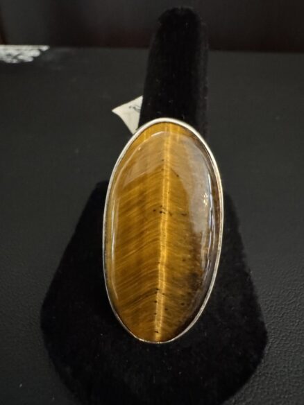 Oval Tiger’s eye and Sterling silver ring