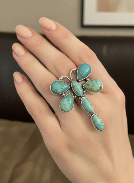 Beautiful turquoise and sterling silver ring