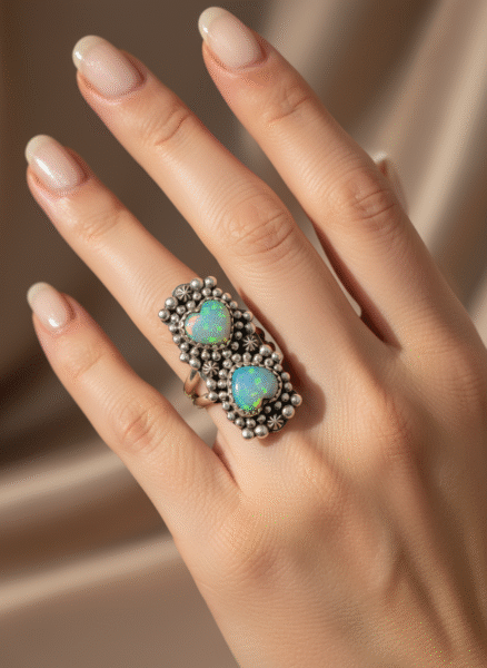 Beautiful fire opal ring set in sterling silver