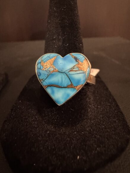 Adorable heart shape, turquoise, and sterling silver ring