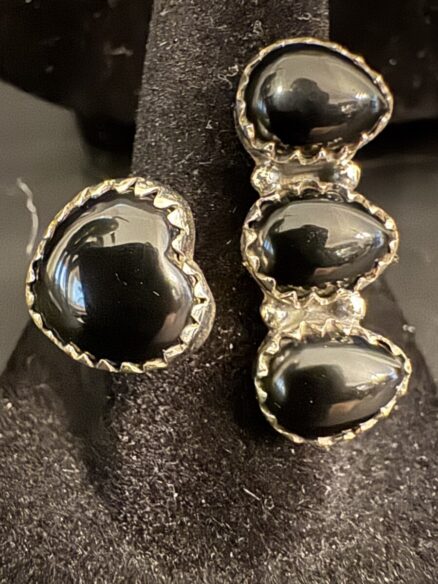 Beautiful black Onyx and sterling silver bypass ring