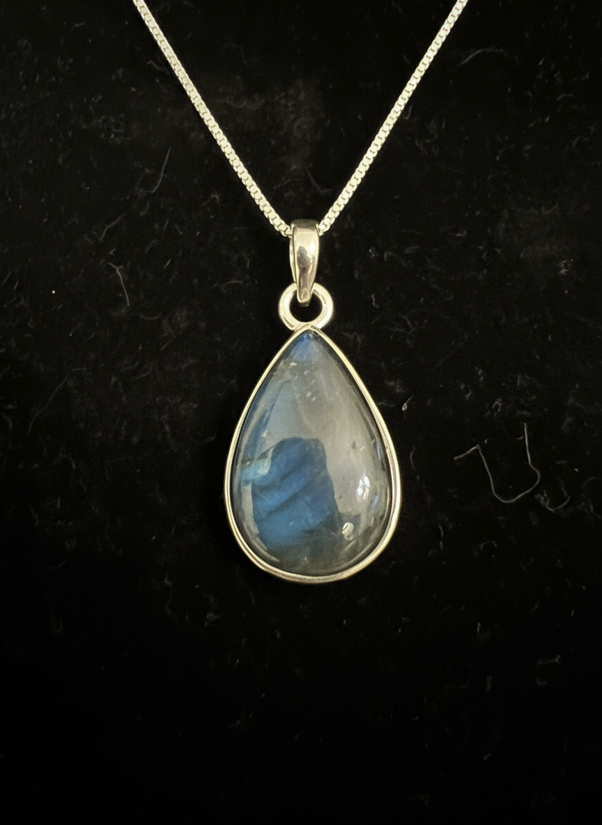 Smaller Labradorite pendant set in Sterling silver