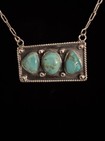 Beautiful sterling silver and turquoise bar necklace