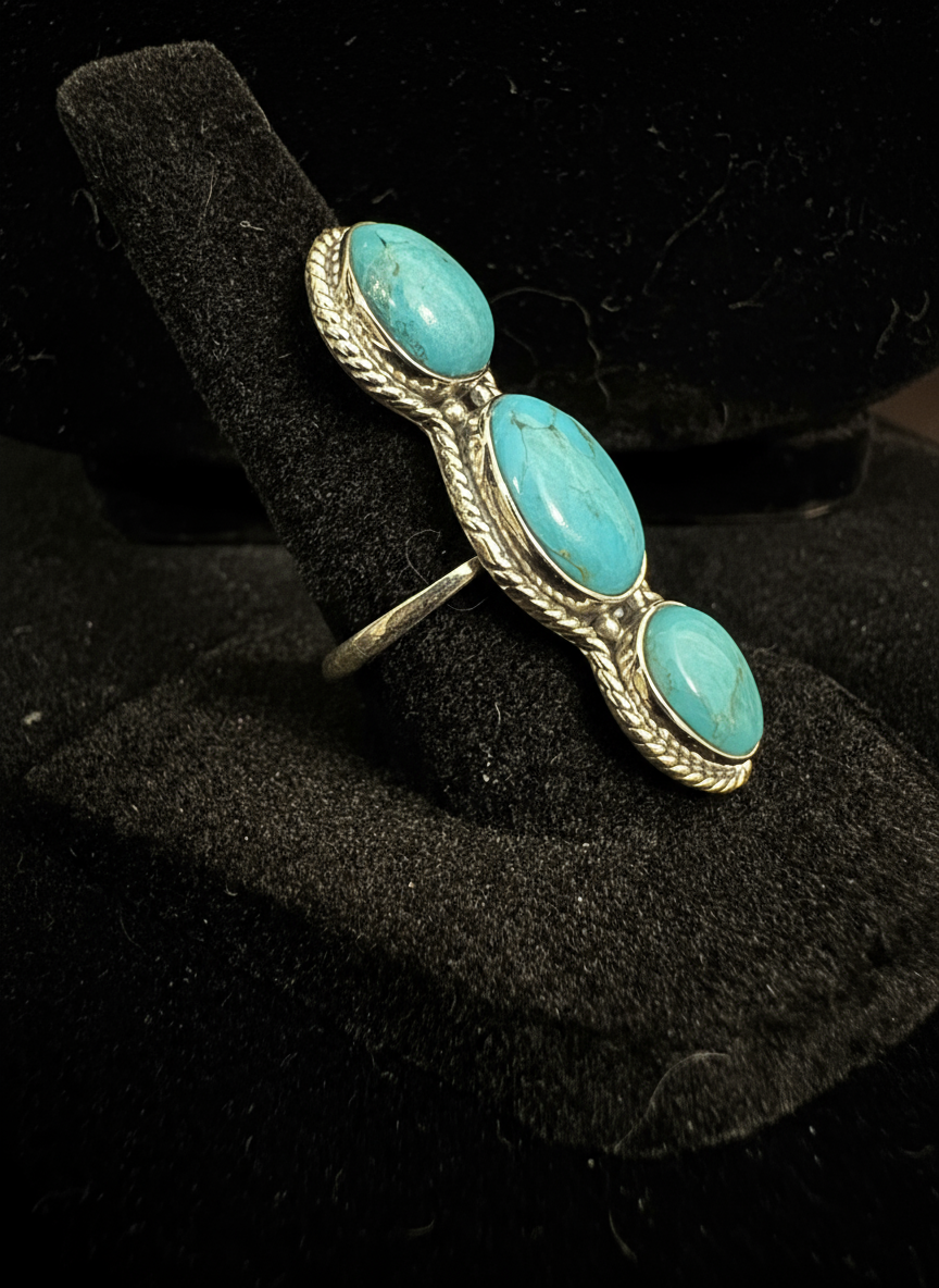 Beautiful three pieces of turquoise set in stunning sterling silver
