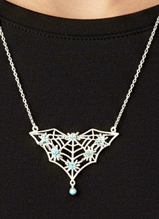 Beautiful sterling silver spiderweb necklace with turquoise