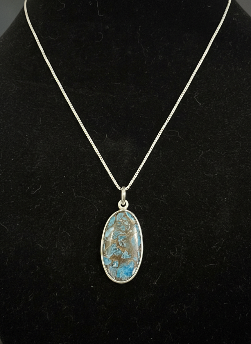 Darling petite turquoise necklace set in sterling