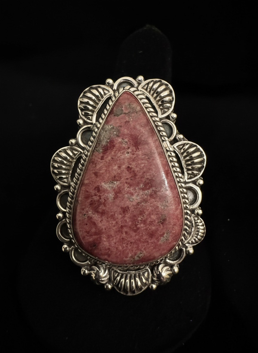 Sterling silver ring with giant pink zoisite