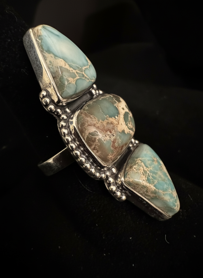 Amazing variscite turquoise, and sterling silver ring