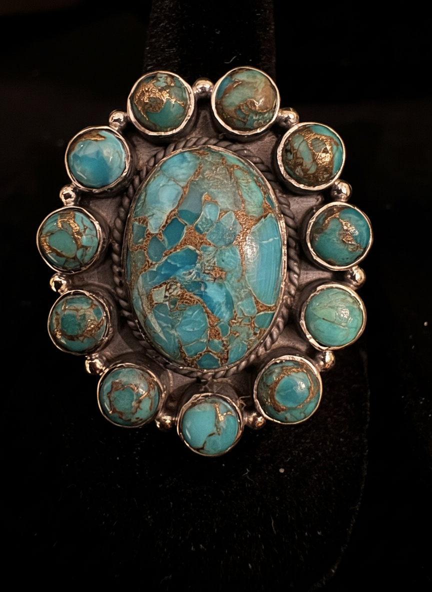 Beautiful blue moon, turquoise, and Ginuwine sterling silver ring