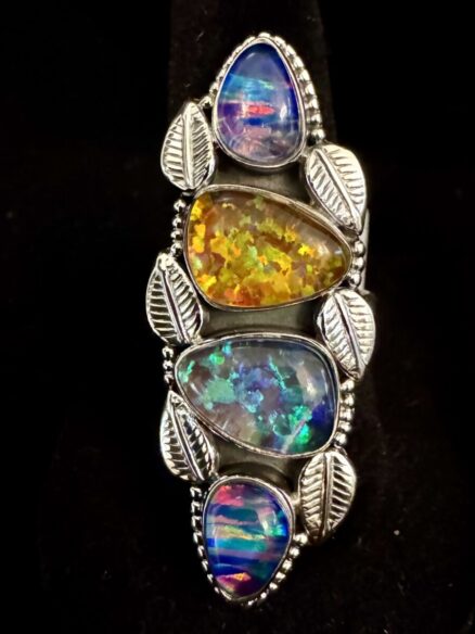 Beautiful Opal ring set with multiple opals in Sterling silver