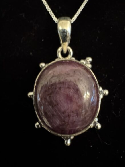 Beautiful cabochon Ruby pendant set in a Sterling silver setting